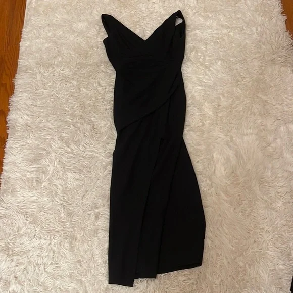 anne curtis black dress Black Mesh Velvet Short Dress With Open Back